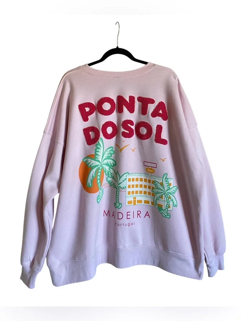 WILD Fable Pink PONTA DO SOL MADEIRA PORTUGAL Crewneck Sweatshirt Top XL NEW - Picture 2 of 3